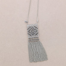 Load image into Gallery viewer, Long Bead Chain Pendant Necklace - Silver