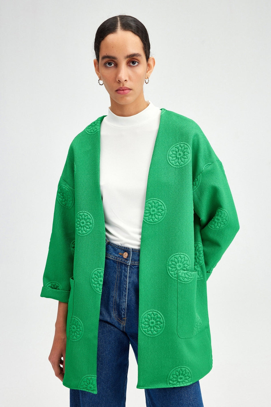 Embossed Kimono - Green