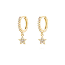 Load image into Gallery viewer, White Cubic Zirconia Star Drop Huggie Earring - Gold