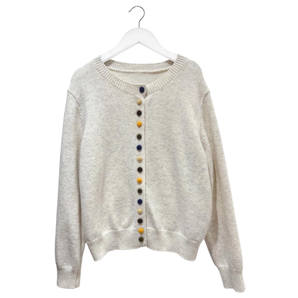 Button Cardigan - Cream Marl