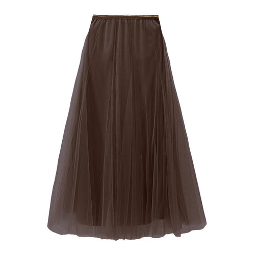 Tulle Layer Net Skirt - Bitter Chocolate Brown