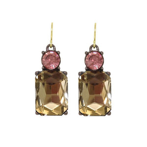 Gem Drop Earring - Champagne / Pink