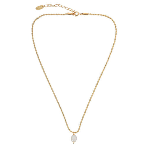 Freshwater pearl twisted chain necklace in gold