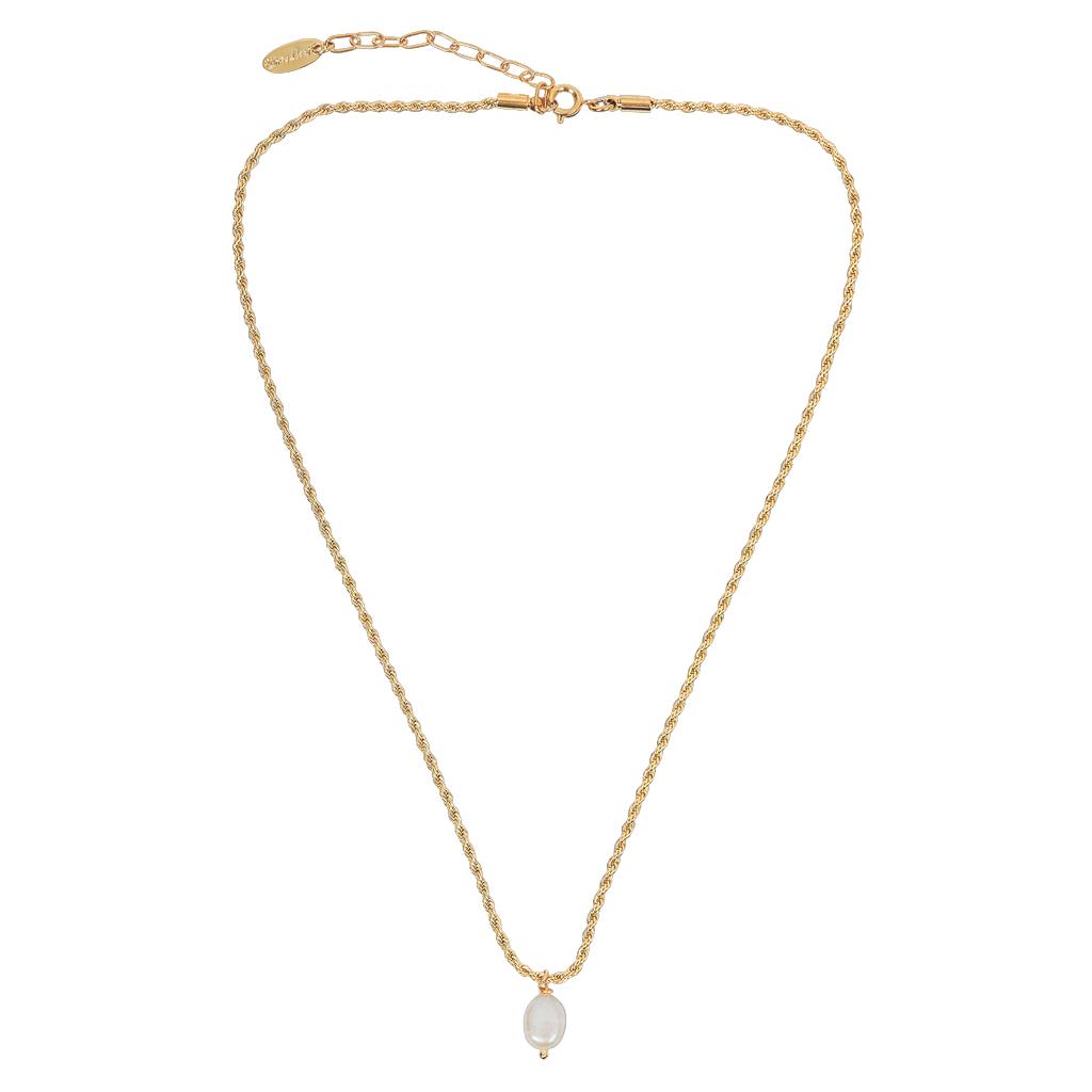 Freshwater pearl twisted chain necklace in gold