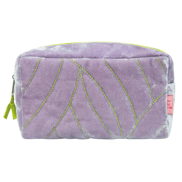 Quilted Stitch Velvet Cosmetic Bag - Lavender