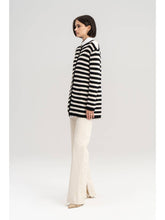 Load image into Gallery viewer, Striped Cardigan Gold Buttons - Black/Cream