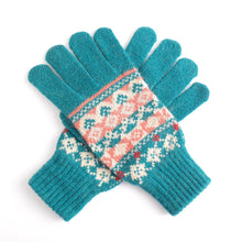 Load image into Gallery viewer, Pattern Knit Gloves - Blue