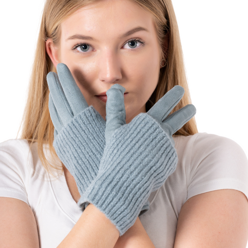 Knit Overlay gloves - pale blue