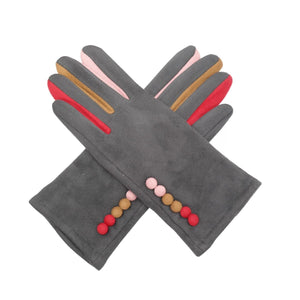 Button Gloves - Grey