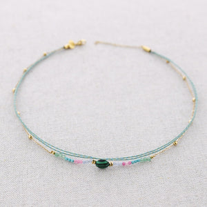 Short String / Bead Necklace - Green