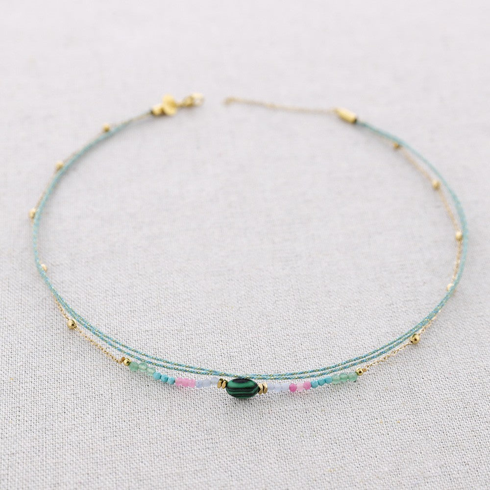 Short String / Bead Necklace - Green