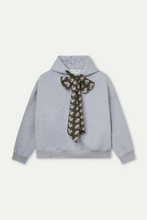 Load image into Gallery viewer, Compania Fantastica grey hooded sweatshirt with geometric print drawstring tie.  A unique style.