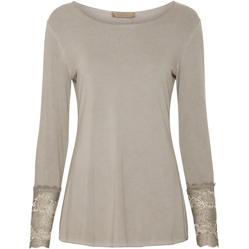 Marta Du Chateau Lace Trim Top - Taupe