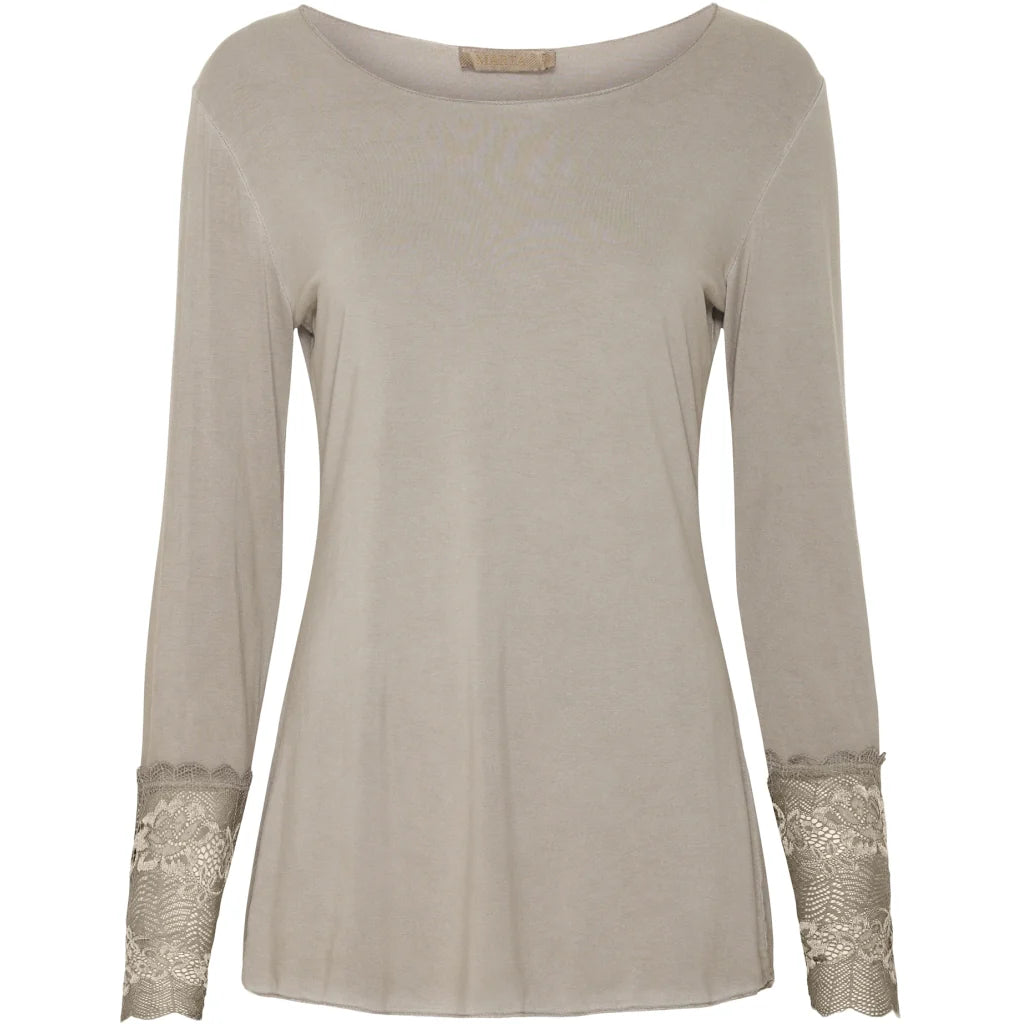 Marta Du Chateau Lace Trim Top - Taupe