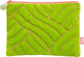 Quilted Stitch Velvet Purse - Lime