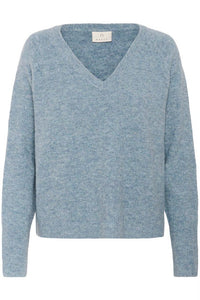 Kaffe Niel V Neck Jumper - Windward Blue