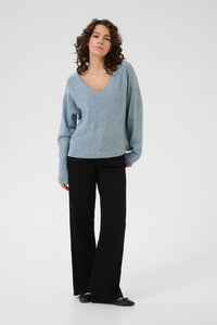 Kaffe Niel V Neck Jumper - Windward Blue