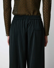 Load image into Gallery viewer, Noblesse fluid, straight, wide leg, black trousers with an elasticated waistband and front italian pockets.  