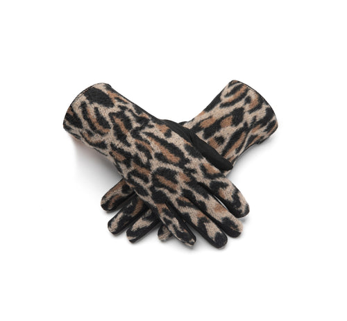 Taupe Gloves - Animal Print