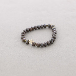 Elastic Star Faceted Crystal Bead Bracelet - Taupe