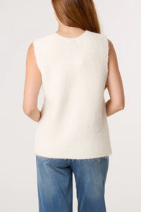 Heart Button Knit Tank - Cream