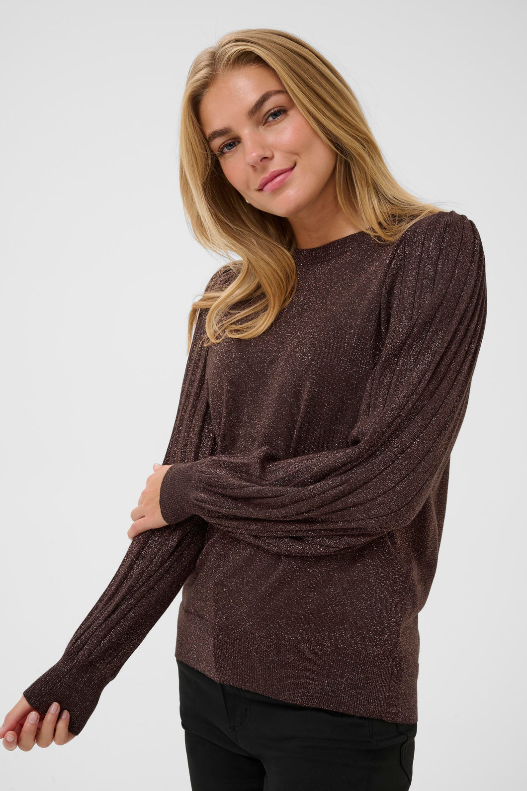 Kaffe Regina Pleat Top - Coffee Black