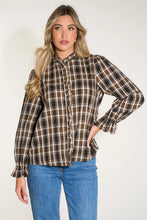 Load image into Gallery viewer, Plaid Check Ruffled Shirt - Brown