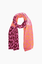 Load image into Gallery viewer, Colour block Knit Scarf Pink Orange