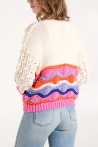 Bobble Cardigan - Multi Ecru