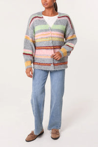 Gracie Striped Cardigan - Grey