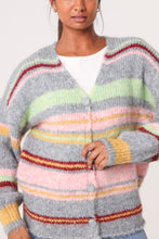 Load image into Gallery viewer, Gracie Striped Cardigan - Grey