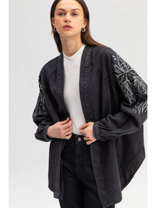 Touche Prive Embroidered Kimono - Black