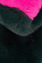 Load image into Gallery viewer, Faux Fur Scarf - Forest Green/Fuchsia