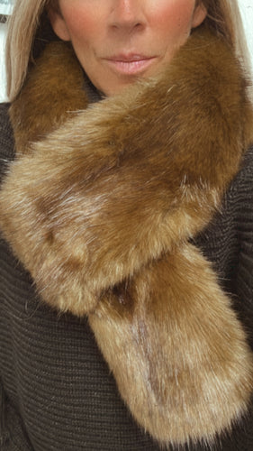 Faux Fur Loop Scarf - Olive