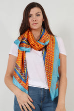 Load image into Gallery viewer, Geometric Scarf - Orange Blue
