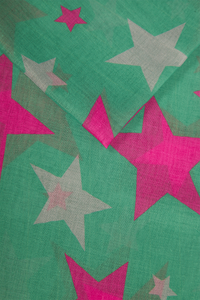 Scarf - Green Fuchsia Star