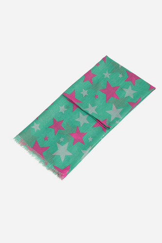 Scarf - Green Fuchsia Star