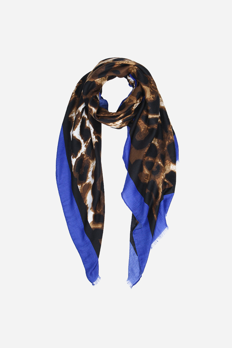Leopard Print Scarf - Blue