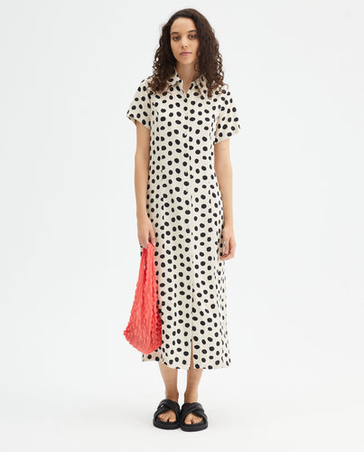 Compania Fantastica Polka Dot Midi Shirt Dress