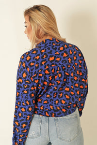 Leopard Print Shirt - Blue / Orange
