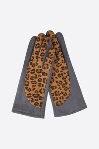 Leopard Print Gloves - Grey