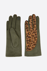 Leopard Print Gloves - Khaki