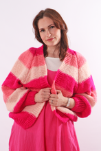 Load image into Gallery viewer, Colour Block Stripe Cardigan - Pink