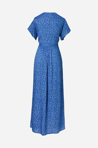 Dainty Floral Wrap Dress - Blue