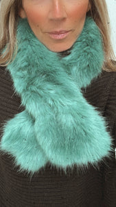 Faux Fur Tippet Scarf - Sea Green