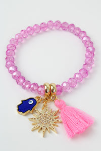 Tassel Charm Bracelet - Pink
