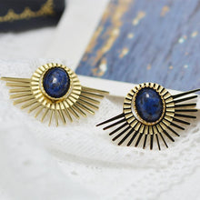 Load image into Gallery viewer, Lapis Lazuli Sunburst Earrings