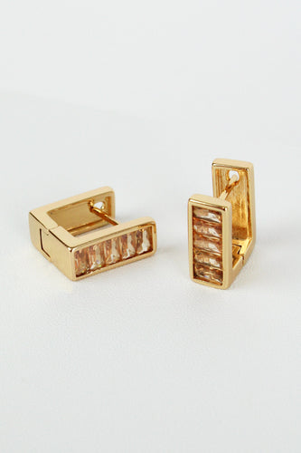 Facet Glass Huggie Hoop - Champagne