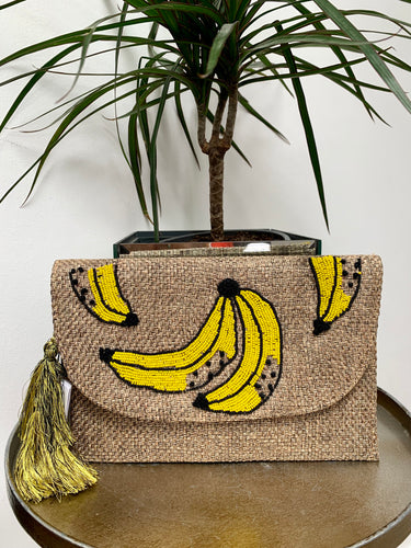 Rattan Clutch Bag - Banana