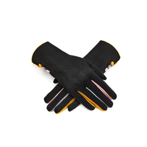 Black Button Gloves - Pastel